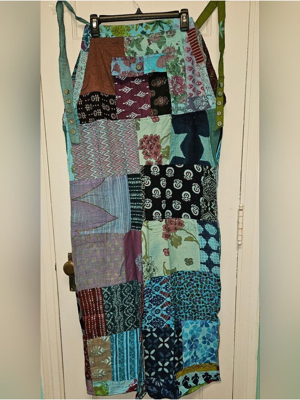 Boho Patchwork Romper in Teal, Aqua & Purple